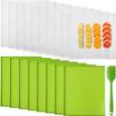 Thenshop 8 Silicone Dehydrator Mats & 10 Mesh Dryer Mats and 1 Baking Scraper, Reusable Non Stick Silicone Dehydrator Tray with Edge for Baking Fruits Meat Vegetables(Green)