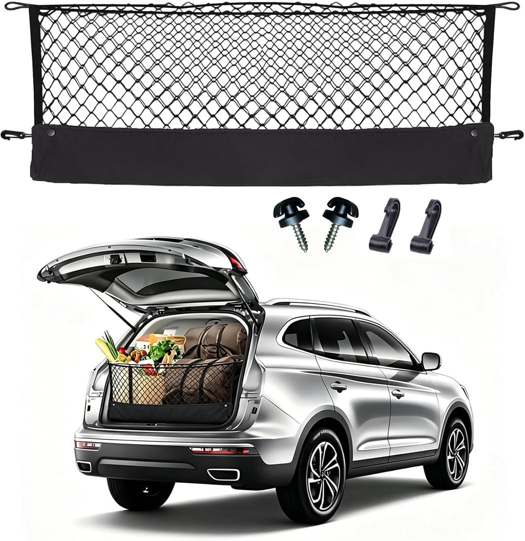 Envelope Style Cargo Net Compatible with Chevrolet Chevy Suburban, Cadillac Escalade, GMC Yukon XL Denali SLE SLT AT4 New 2026 2025 2024 2023 2022 2021 2020 2019 2018-2015 Trunk Car Tailgate Netting
