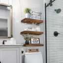 QEEIG Floating Shelves for Wall Bathroom Shelf Bedroom Kitchen Living Room Hanging Book Shelves Small Farmhouse Decor 16 inch Set of 3, Rustic Brown (015-BN3), 3pcs