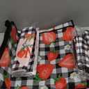 Fourluoo 10 Pcs Strawberry Farmhouse Kitchen Decor Set Dish Towels Kitchen Rugs Oven Mitts and Pot Holders Set for Cooking Baking Grilling Women Mom Daughter Gift (Mixed Color)