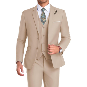 Men Suit 3 Pieces Slim Fit, 2 Buttons Groomsmen Business Jacket Vest Pant Prom Tuxedo with Tie, S