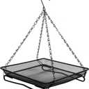 Ground and Hanging Bird Feeder Tray - Can Mount on Patio Handrail - Sturdy Black Metal Mesh Tray - for Wild Bird Seed Feeding - Complete with Re-usable Nylon Ties
