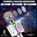 ShinePick Karaoke Microphone, 4 in 1 Wireless Microphone with LED Lights Handheld Portable Karaoke Machine, Home KTV Player, Compatible with Android & iOS Devices (Silver)
