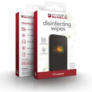 5 x InvisibleShield Antimicrobial Disinfecting Wipes - 70% Isopropyl Alcohol Wipes for Electronic Devices - Individually Wrapped 10 Pack