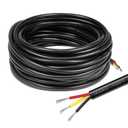 16 Gauge 3 Conductor Electrical Wire, 100FT Black PVC Case Stranded Low Voltage 3 Wire Cable, 16/3 Tinned Copper Hookup Wire, Flexible Extension Power Cord for LED Lamp Lighting Speaker Automotive