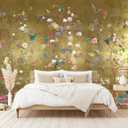 Wall Mural 3D Wallpaper - Flowers and Birds Design, 158"x110" (Not Self-Adhesive)