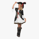 fun shack Pirate Costume Women's Deluxe Buccaneer Outfit with Corset Jacket, Dress, Hat, Size L