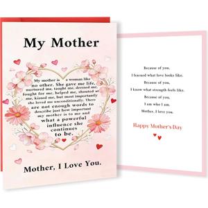 4 x FANCYLUCKY Funny Mothers Day Card for Mom, Happy Mother's Day Card from Daughter Son, Gift for Mother Grandma