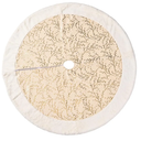 Xmas Tree Skirt 121cm Plush with Golden Embroidered Floral Pattern Christmas Tree Apron Mat Decorative Carpet for Holiday Home Décor