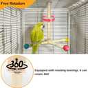 Large Bird Stand Perch Toy for Cage, Interactive Spinning Toys, Wooden Exercise Wheel Quaker Toy, Enrichment Bird Cage Accessories Perch Toys for Medium-Sized Birds Cockatiel Ring-Necked Caique (L)