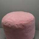 HIGOGOGO Round Stuffed Pouf Ottoman, Corduroy Poufs with Foam Chunk Filling, Furry and Fluffy Pouf Foot Stool Storage Ottoman, 20 X 15 Floor Poufs Foot Rest for Living Room, Pink