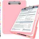 2 x ANZNKU Clipboard with Storage, 13x9.6 Clipboard Foldable Nursing School Essentials, Clip Board Folder for Teacher Nurse Work Office Women, Storage Clipboards with Pen Holder, Document Organizer(Pink)