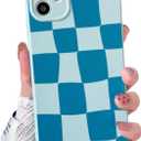 2 x NITITOP Compatible with iPhone 11 Case Cute Aesthetic Checkerboard Larger Blocks Pattern for Women Girl Trendy Slim Fit TPU Silicone Shockproof Full Camera Protection Cover - Blue