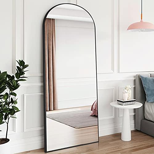 PexFix Full Length Mirror Sleek Arched-Top Standing Floor /Wall Mirror , Leaning Hanging for Home, 65"x22", Black