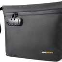 SafeDelux Smell Proof Bag, Odor Proof Bag with Combination Lock, Durable Smell Proof Container with Carbon Lining, Secure Odorless Travel Pouch for Home & OntheGo (Black)