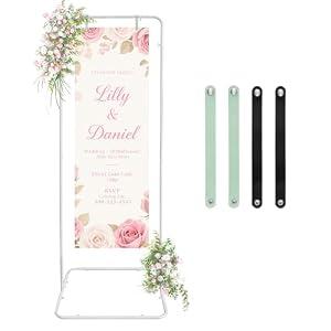 IKULE Easel Stand for Wedding Sign Holder Metal Welcome Poster Stands Wedding Seating Chart Stand Backdrop Stand Floral Ceremony Easel for Display in White