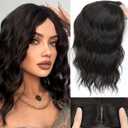 Hair Toppers for Women with Thinning Hair, 16 Inch Toppers Hair Pieces for Women Side Part Clip in Bangs 360 3D Curly (Natural Black)