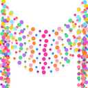 Outus 10 Pieces Colorful Dots Paper Garland Easter Decor Round Glitter Hanging Confetti Streamers Backdrop for Spring Birthday Classroom Halloween Trunk or Treat Car Decoration (Rainbow)