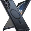 TOCOL for Samsung Galaxy S22 Ultra Case Magnetic, [Wireless Charging Compatible ][Military Drop Protection] Translucent Matte Back Cover for S22 Ultra, Black