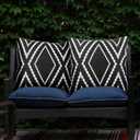 Adabana Outdoor Waterproof Throw Pillow Covers Set of 2 Boho Geometric Pillows Cover for Patio Garden 16 x 16 Inch Black and White