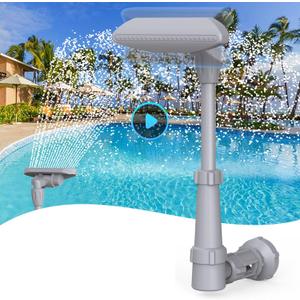 Pool Fountain Waterfall for Above Ground/Inground Pools, Auto-Swing Wide Spray Sprinkler Fountain, Adjustable Height 16-23", Swimming Pool Accessories for Relaxation & Water Cooling, Pool/Spa Decor