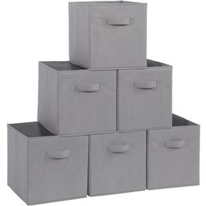 Storage Cubes - STORAGE MANIAC, 11 Inch Collapsible Storage Bins with Handles, 6 Pack Fabric Foldable Bins for Organization, Durable Storage Bins for Closet, Shelves, Offices, Toys, Grey