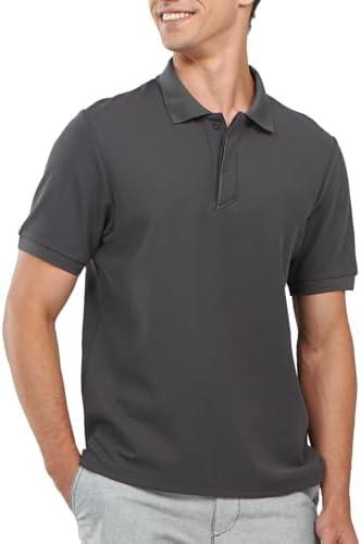 NORTHYARD Men's Cotton Polo Shirts Short Sleeve Knitted Golf Shirt Casual Classic Polos T-Shirt, Dark Grey, Medium
