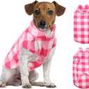 ASENKU Dog Sweater, Plaid Dogs Fleece Vest, Soft Comfortable Pet Pajamas, Warm Winter Puppy Shirt, Cold Weather Coat Jacket Pet Clothes for Small & Medium Dog Breeds