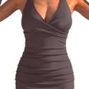 Aleumdr Women Retro Tankini Swimdress Tummy Control Bathing Suits Two Piece Tankini Tops with Bikini Bottoms Twist Swimwear (Medium, Dark Brown)