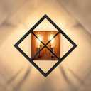 Farmhouse Wall Sconce with Black Finish & Wood Grain,Rustic Wall Sconces Indoor Wall Light Fixtures 17.8in for Stairway, Living Room, Bedroom, Bathroom (2 Light,E26 Base, No Bulbs)