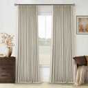 Light Beige Pinch Pleated 100% Blackout Linen Bedroom Curtains 96 Inch Length Double Layer Pleat Curtains Ring Hooks Back Tab Black Out Room Darkening Drapes 96 Inches Long Living Room Oatmeal