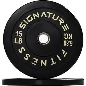 Signature Fitness 2" Olympic Bumper Plate Weight Plates with Steel Hub (Colored)