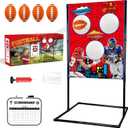Football Toss Game Set, Includes 4 Soft Footballs - Outdoor Lawn Games for Kids, Family Parties