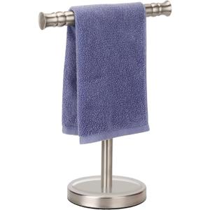 Hand Towel Holder Stand for Bathroom Vanity Countertop SUS304 Stainless Steel T-Shape Free Standing Towel Rack Stand Towel Bar for Bathroom Kitchen (Brushed Nickel)