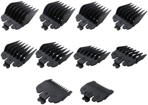 WELURE 10Pcs Clipper Guards Set Replacement for Limural K11S/ Novah HCL-001/ Surker K7S/K9C/K9S - 1/16" to 1" - Black