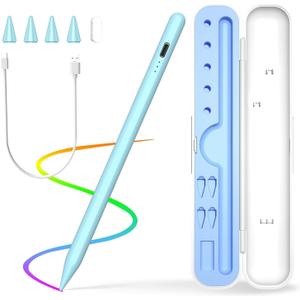 Stylus Pen for iPad 2018-2025, 15 Mins Fast Charge for Apple Pencil with Palm Rejection, Compatible with iPad 11/10/9/8/7/6, Pro M4/12.9"(6/5/4/3)/11", Air M3/M2/5/4/3, Mini A17 Pro/6/5, Blue