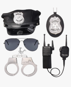 Police Hat Handcuffs Walkie Talkies Badge Sunglass Costume Accessories