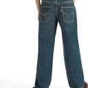 Boys' Loose Straight Fit Jeans (Blue, M)