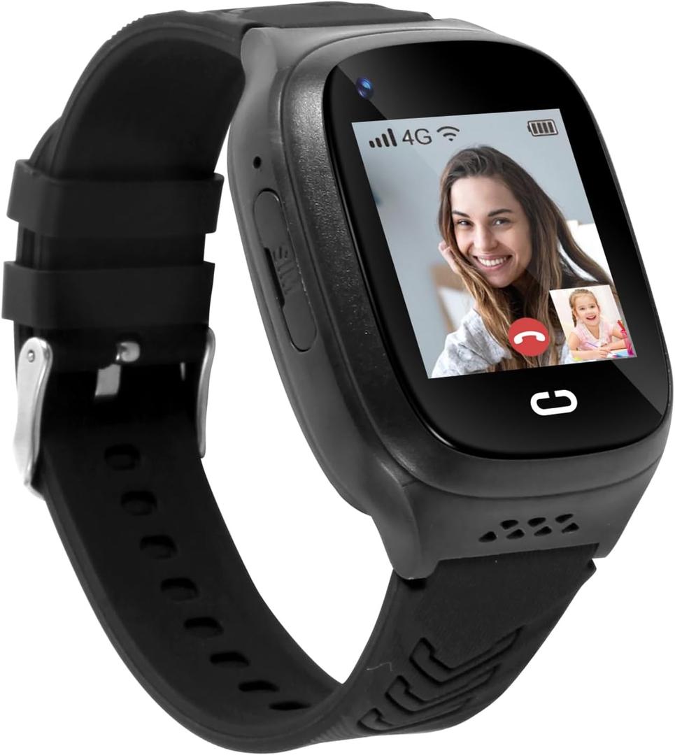 4G Kids Smart Watch with GPS Tracker,Smartwatch for Kid with Video Call Voice Chat SOS Camera Alarm Clock Puzzle Games Tracker HD Touch Screen for 3-12 Years Girls Boys (Black)