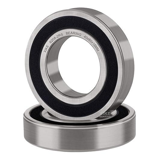 XiKe (2 Pack) 6210-2RS Double Sealed Deep Groove Ball Bearings, 50x90x20mm, Pre-Lubricated for High RPM, Chrome Steel P6, ABEC 3