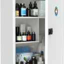 Uniclife Wall Mount Medicine Cabinet with Combination Lock, Locking First Aid Cabinet, Lockable Medical Cabinet, Large Capacity Medicine Organizer, Secure Steel Wall Cabinet Metal Storage Box, White