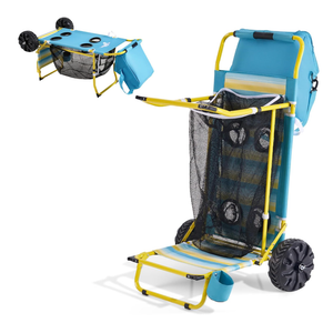 Beach Cart With Cooler Bag Blue Palm Print