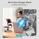 3 in 1 Charging Station for Apple Devices, Fast Charging Magsafe Charger Stand with LED Light and 20W PD Adapter, Wireless Nightstand Charger for iPhone17/16/15/14/13/12 Series,AirPods,iWatch and More