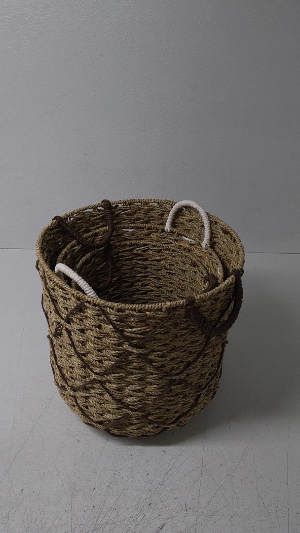 Wicker Basket with Handles Natural Brown 3 PRS