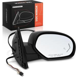 A-Premium Passenger Side Power Door Mirror - Compatible with Chevrolet Tahoe, Suburban 1500 2500 & GMC Yukon, Yukon XL 1500 2500 - Heated Power Folding Black w/Blind Spot Detection and Puddle Light