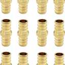 12 Pack Brass 3/4" Pex Coupling,Straight Coupling Fittings for PEX Tubing Pipe, 3/4”PEX-12PCS