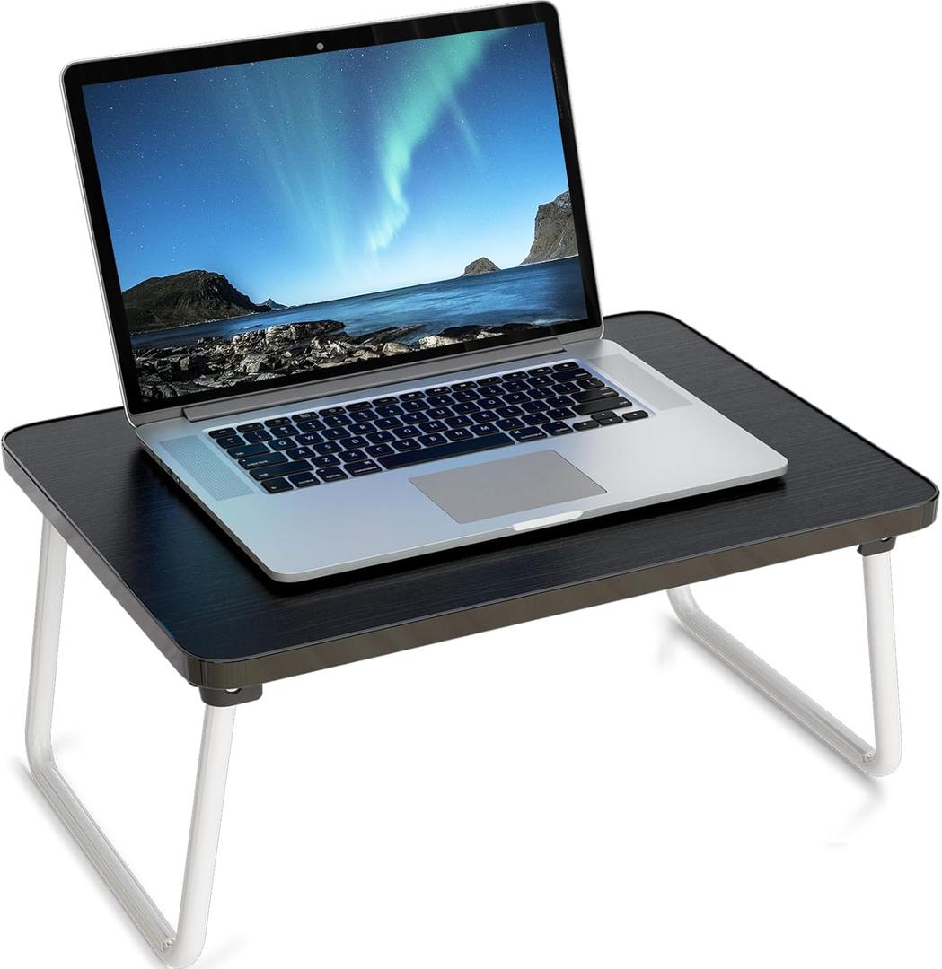 Foldable Lap Desks Laptop Tray for Bed or Couch,Portable Breakfast Serving Tray with Folding Legs,Lightweight Mini Table, Laptop Stand for Working, Reading and Writing,Black