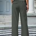 Wide Leg Slacks Pants for Women Pull on High Waisted Business Trousers with 3 Pockets for Casual Office Wear (Gray, XL)