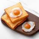 Soulchen 4 Pcs Fake Prop Food with Fake Bread and Fried Egg Realistic Artificial Simulation Toast Faux Egg Model for Home Kitchen Cabinet Shops Display Photography Sample Prank Prop