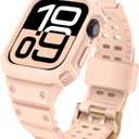 CRIS-BAND Bumper Bands Compatible with Apple Watch Band 45mm 44mm 42mm 41mm 40mm 38mm for Women Men, Water Shock-Proof Strap for iWatch Apple Watch Band with Case for Series 9 8 7 6 SE 5 4 3 2 1 (Pink)
